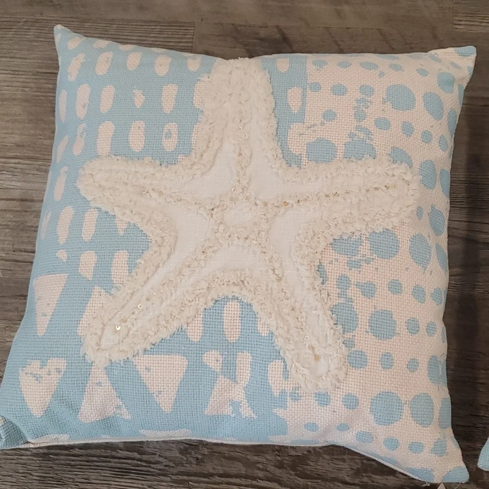 Nautical 3 Piece Pillow Set- Seashell, Seahorse and Starfish